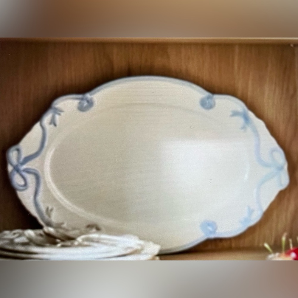 ❤️ ANTHROPOLOGIE BENEDITA BOW CERAMIC STONEWARE PLATTER NEW
